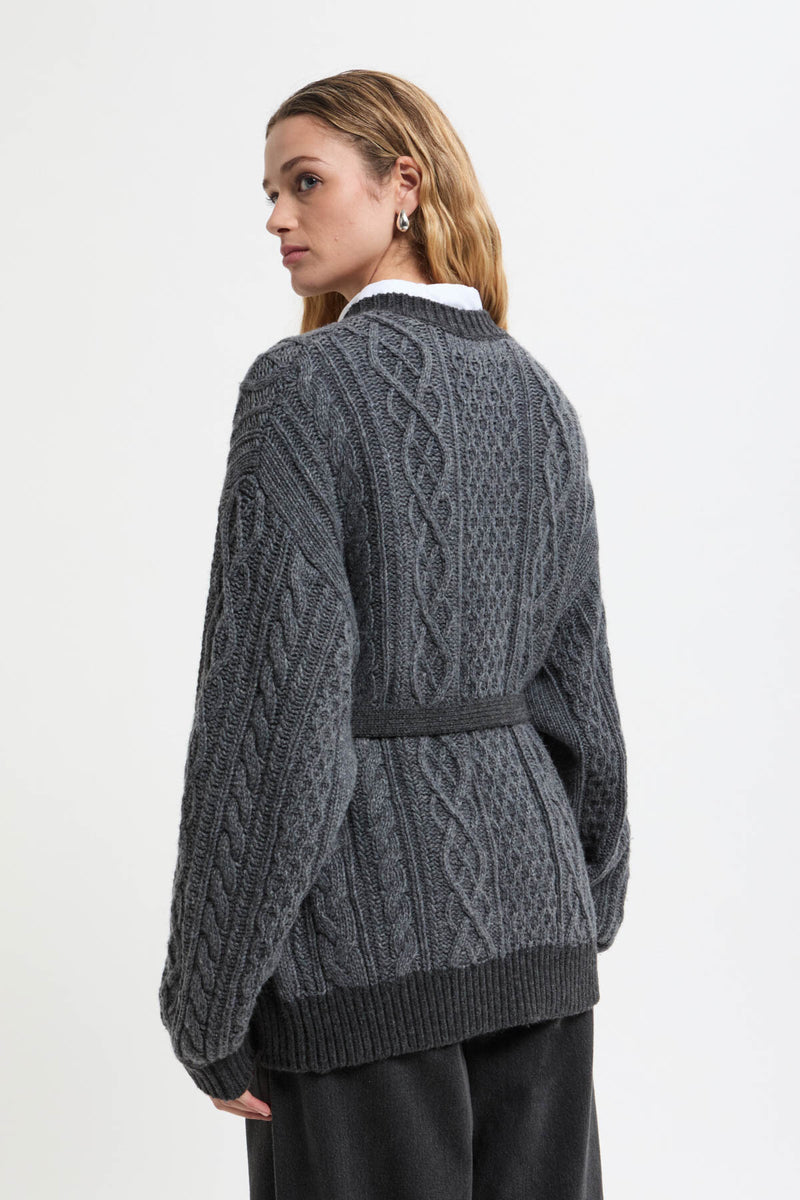 3G Two-Tone Aran Cardigan