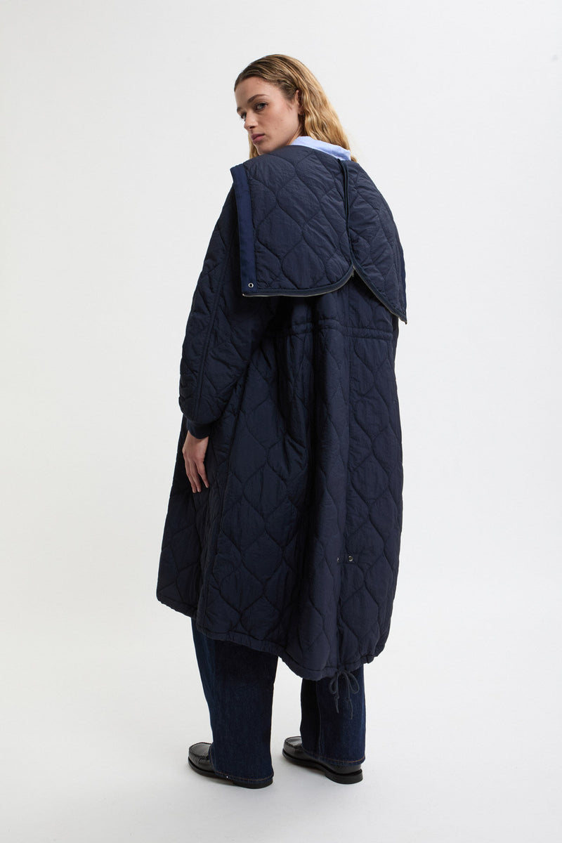 Nylon Quilted Hooded Coat
