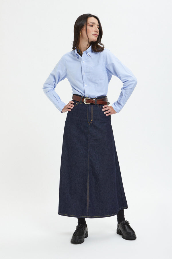 5 Pockets Denim Maxi Skirt