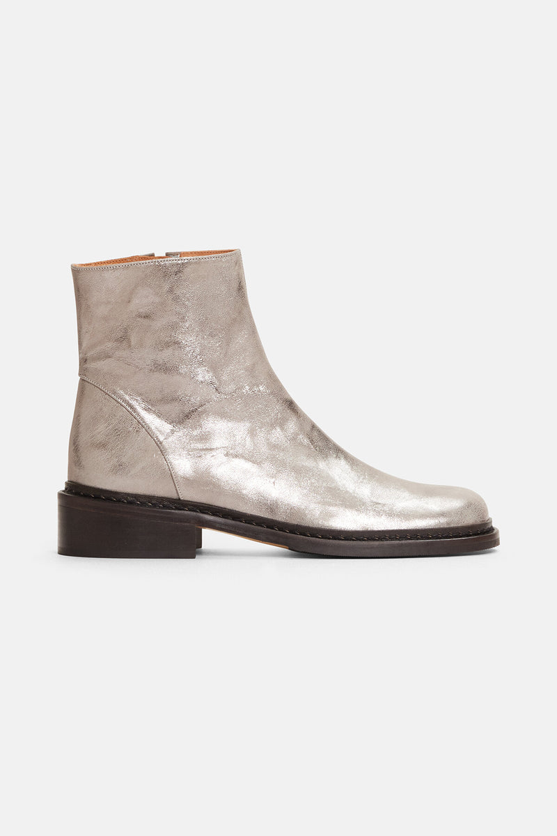 Bina Light Silver Metal Low Boots