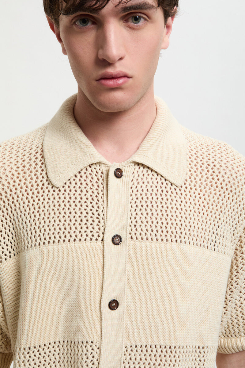 Short Sleeved Knit Polo Shirt