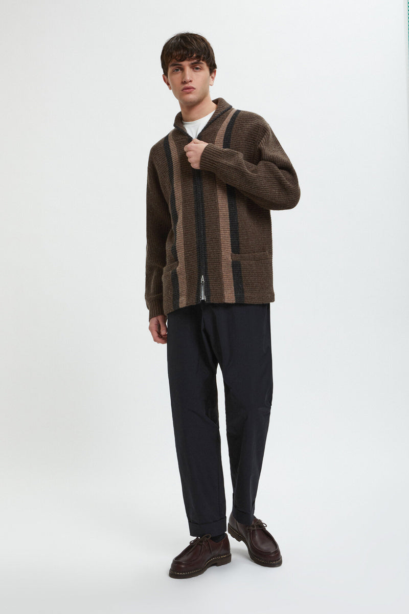 Full Zip Shawl Collar Knit