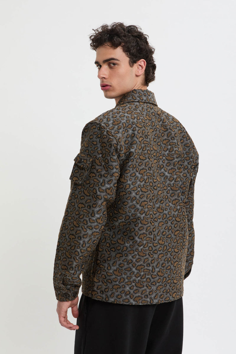 Military Shirt Jacket Camo Jacquard