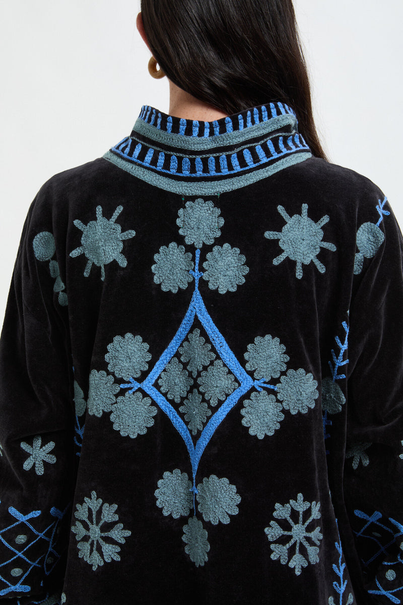 Long Velvet Embroidery Jacket
