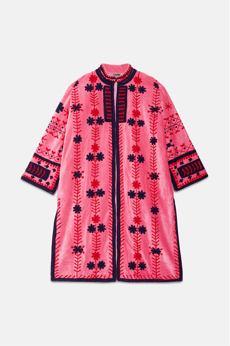 Long Velvet Embroidery Jacket