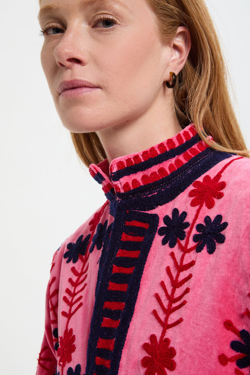 Long Velvet Embroidery Jacket