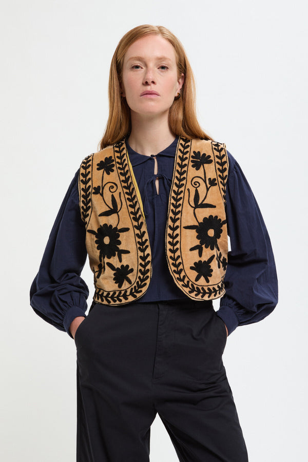 Suzani Velvet Vest