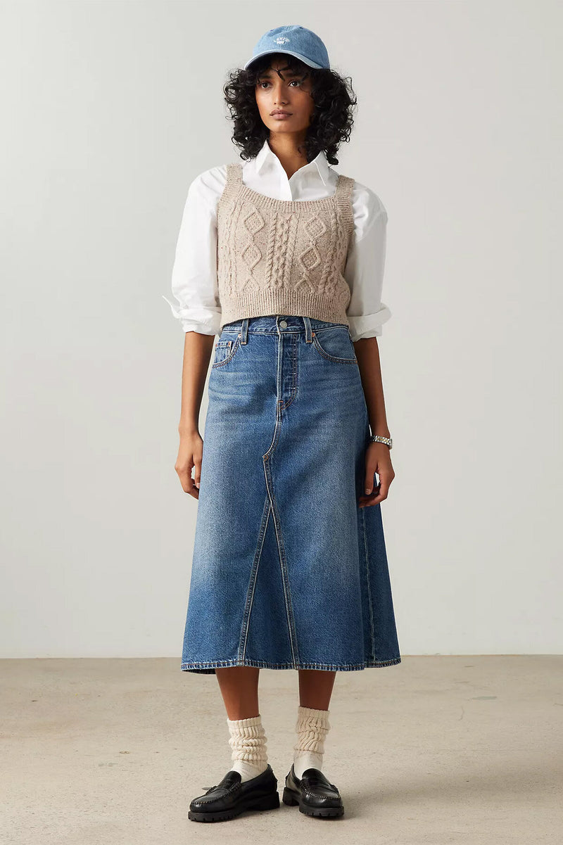 Hr A-Line Decon Denim Skirt