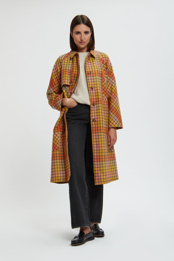 Women's Check Wool Coat