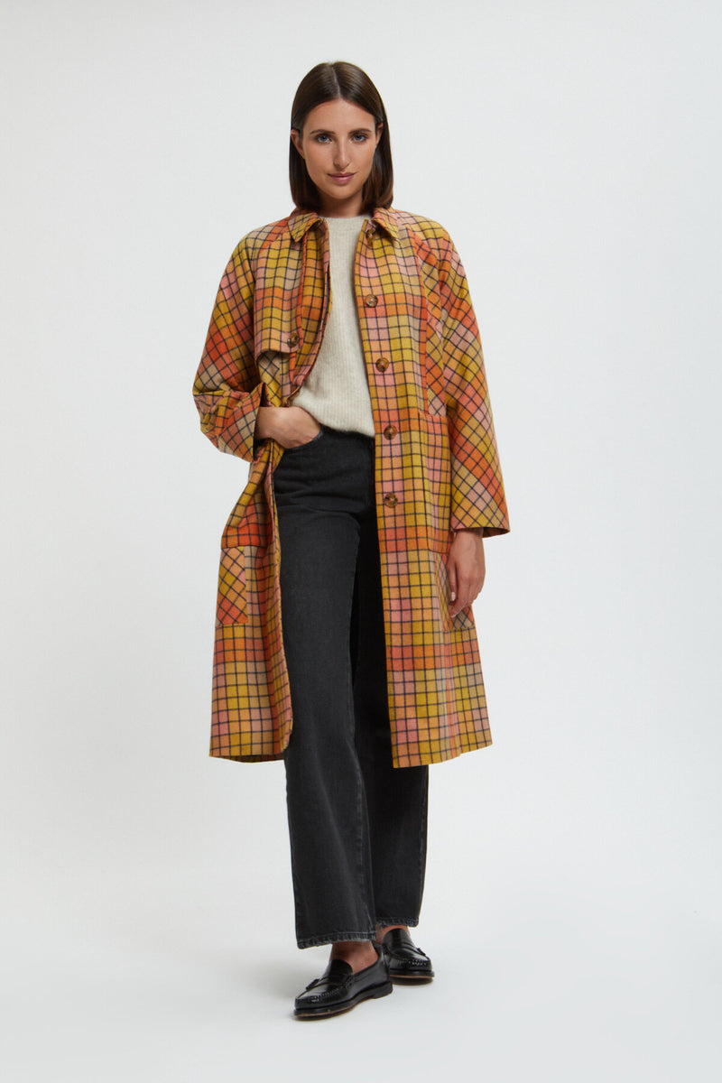 Women's Check Wool Coat