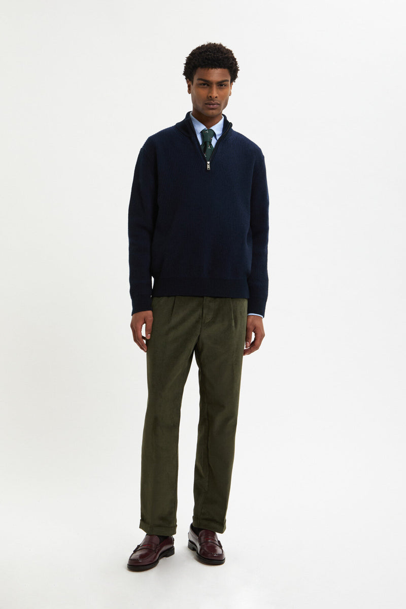 HALF-ZIP MOCK NECK JUMPER