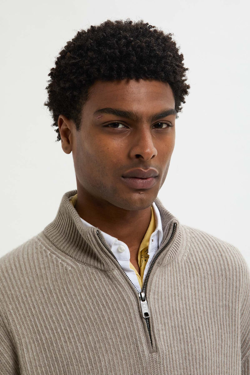 HALF-ZIP MOCK NECK JUMPER