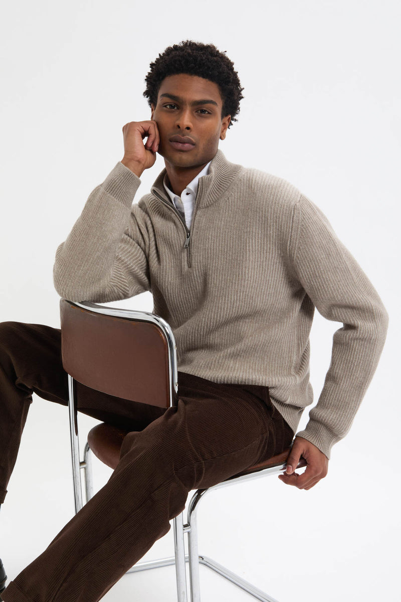 HALF-ZIP MOCK NECK JUMPER