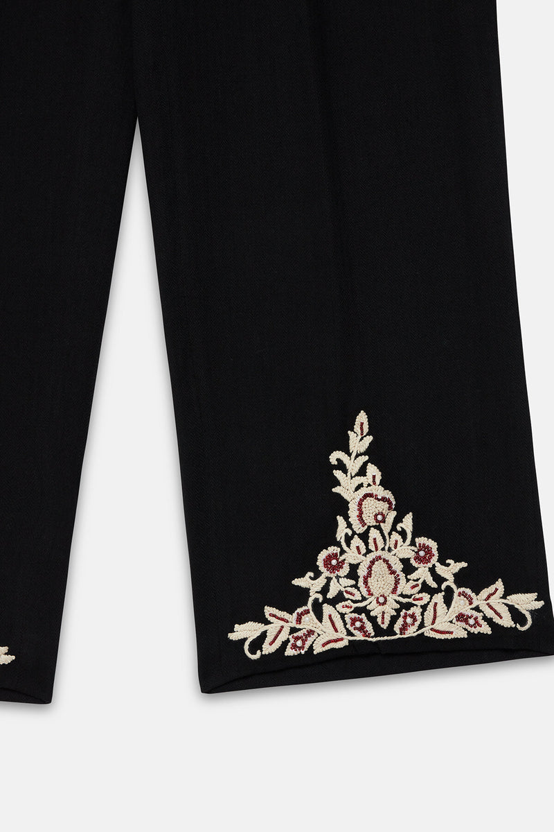 Kartik Research x Baracuta Embroidered Pleated Trouser