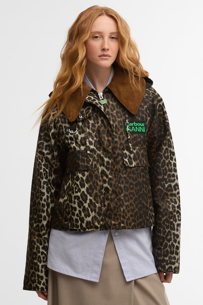 Barbour x GANNI Leopard Print Waxed Anorak