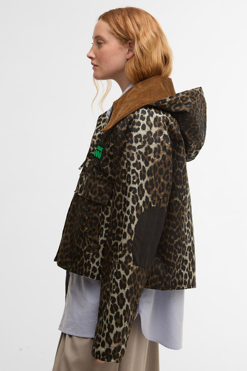 Barbour x GANNI Leopard Print Waxed Anorak
