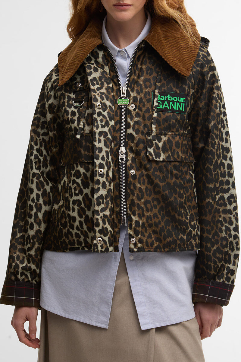 Barbour x GANNI Leopard Print Waxed Anorak