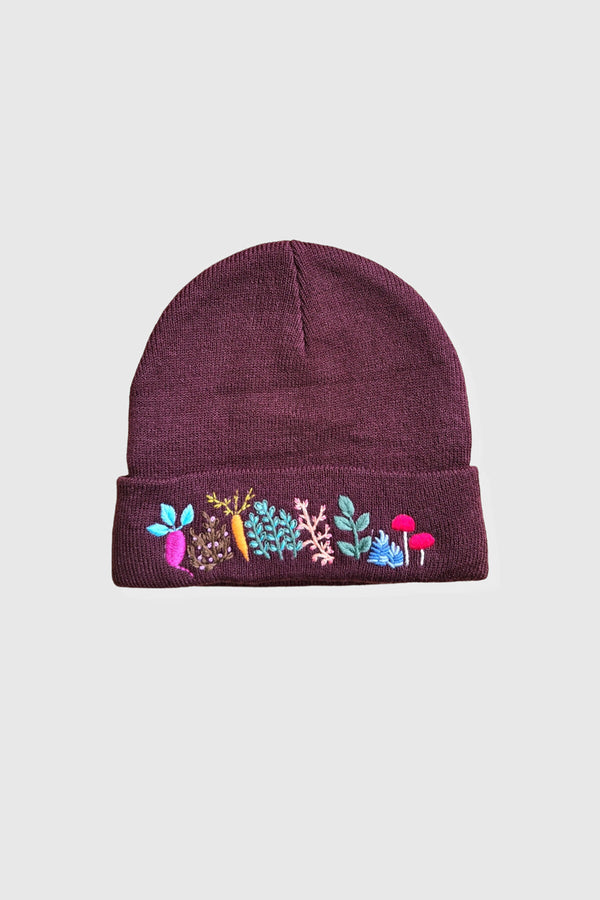 Hand Embroidered Veggie Beanie Hat