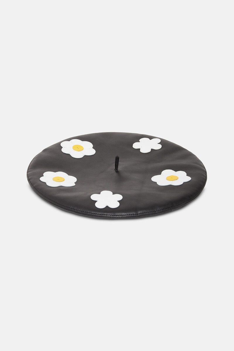 Floral Leather French Hat