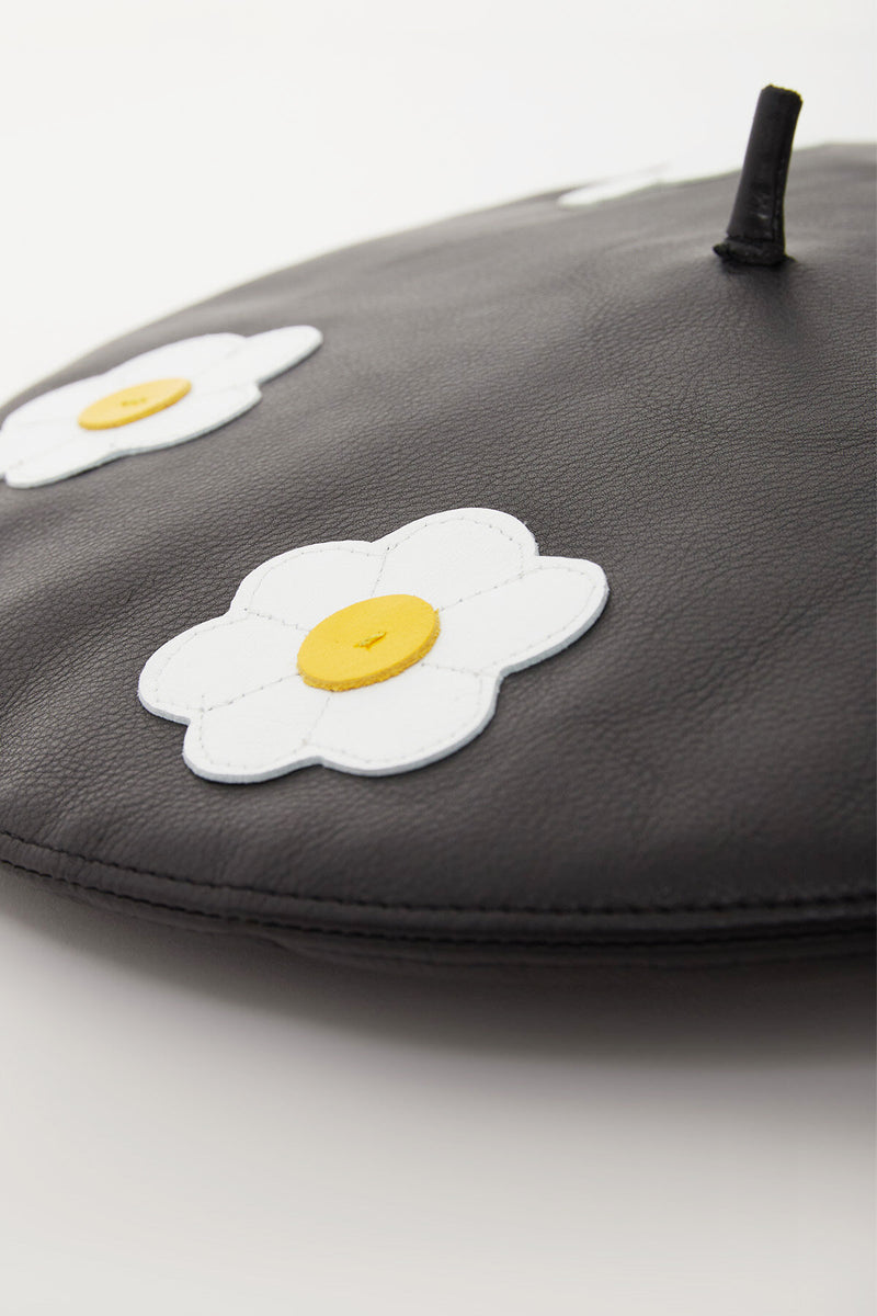 Floral Leather French Hat