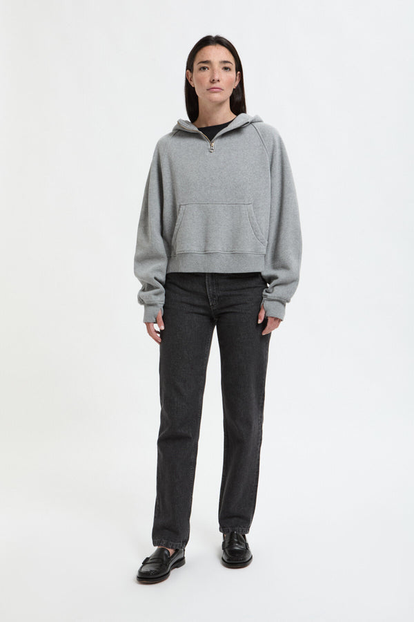 Cropped cotton hoodie