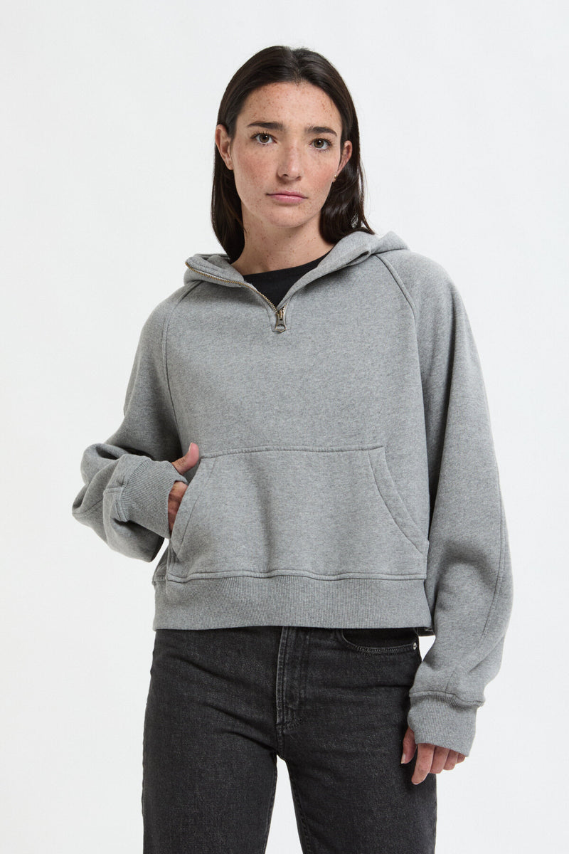 Cropped cotton hoodie
