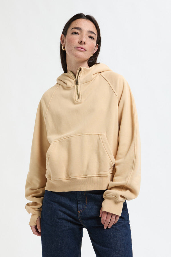 Cropped cotton hoodie