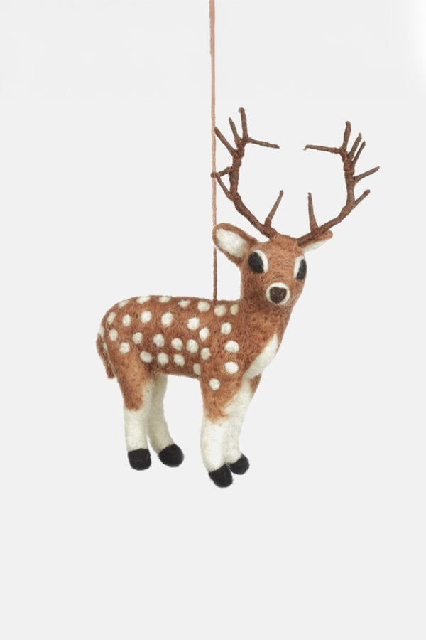 Handmade Felt Stag Biodegradable Hanging Decoration brown