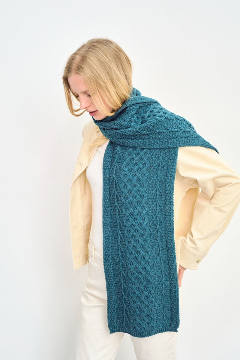 Kilconnell Plaited Aran scarf - Irish Sea