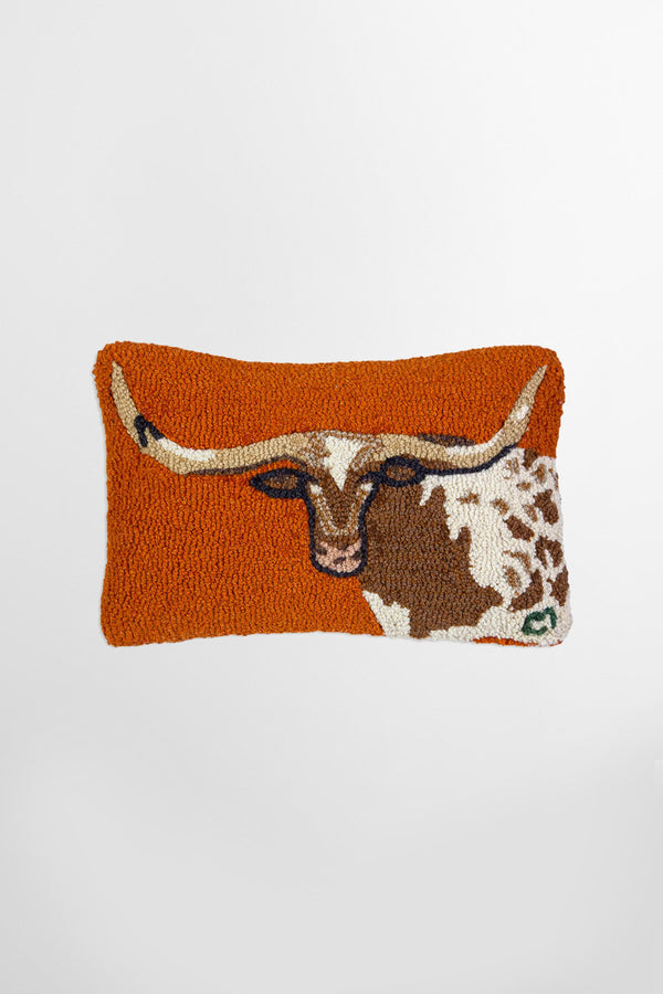 Longhorn Hand Hooked Pillow