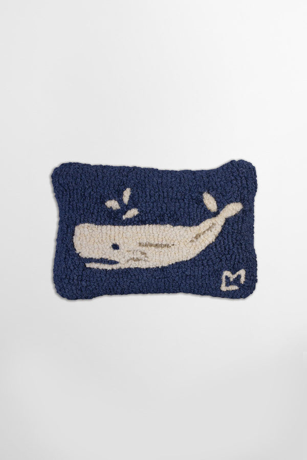 Spouting Whale Hand Hooked Wool Throw/Decorative Pillow