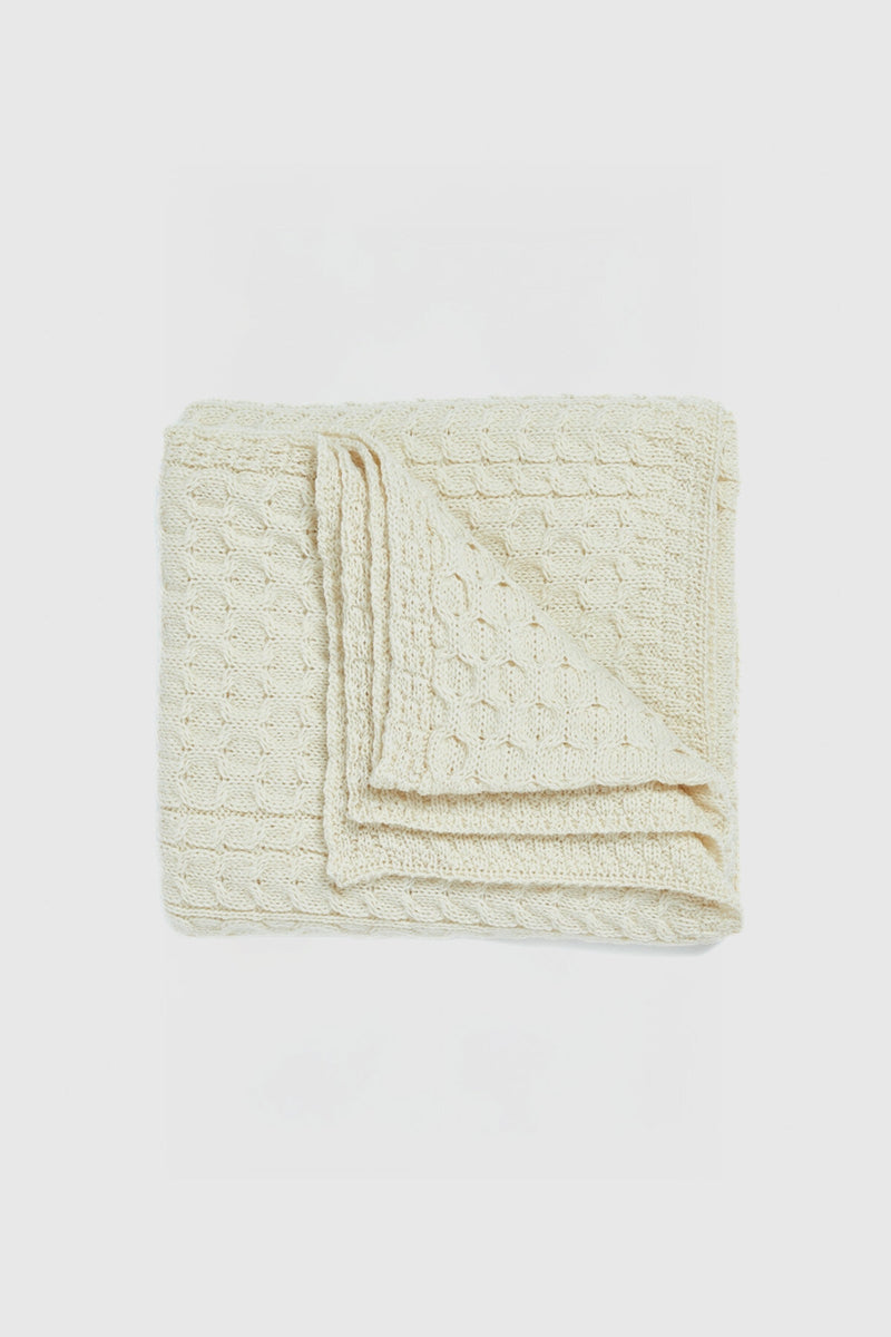 Bertra Aran Classic Wool Blanket - Cream