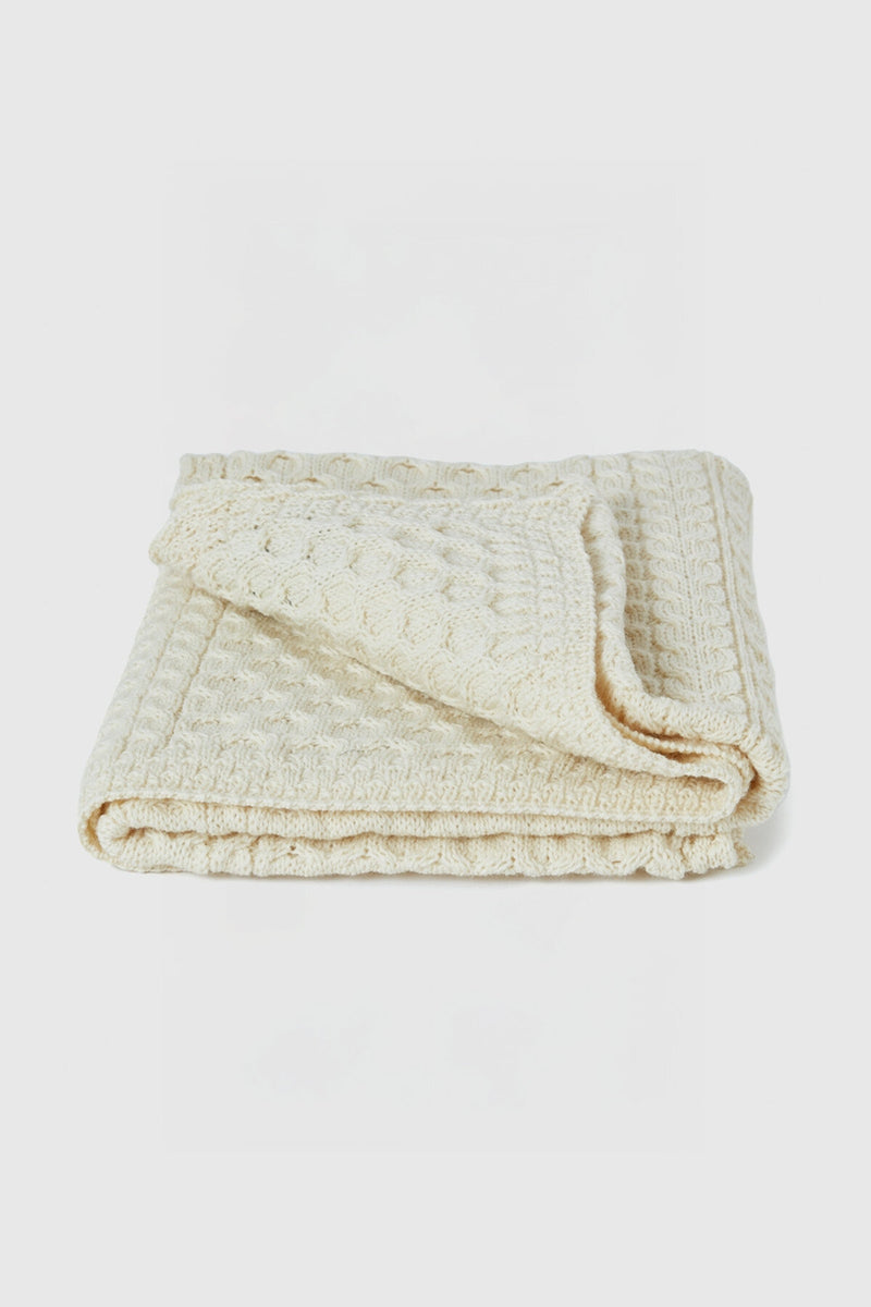Bertra Aran Classic Wool Blanket - Cream
