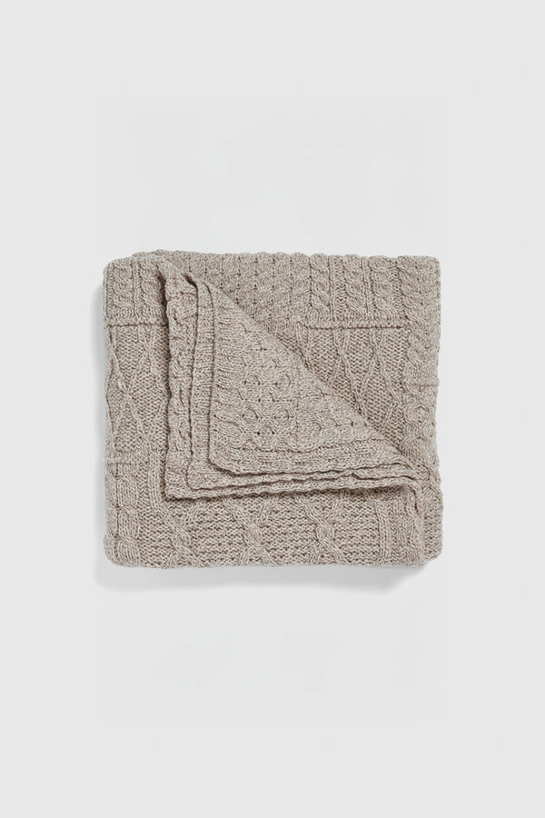 Keel Aran Patchwork Blanket - Oat