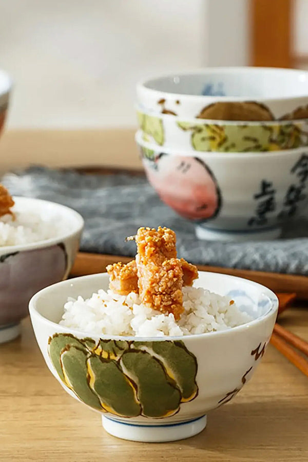 Rice bowl with vegetable design Type A