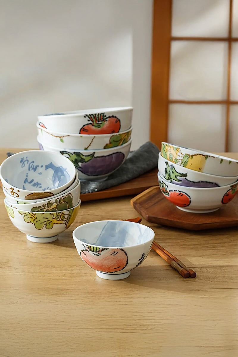 Rice bowl with vegetable design Type B