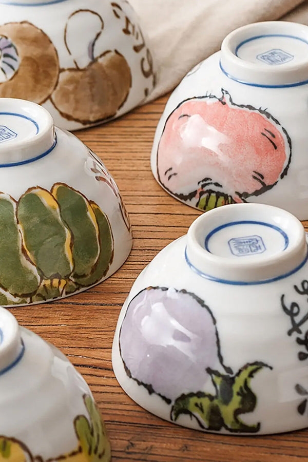 Rice bowl with vegetable design Type D