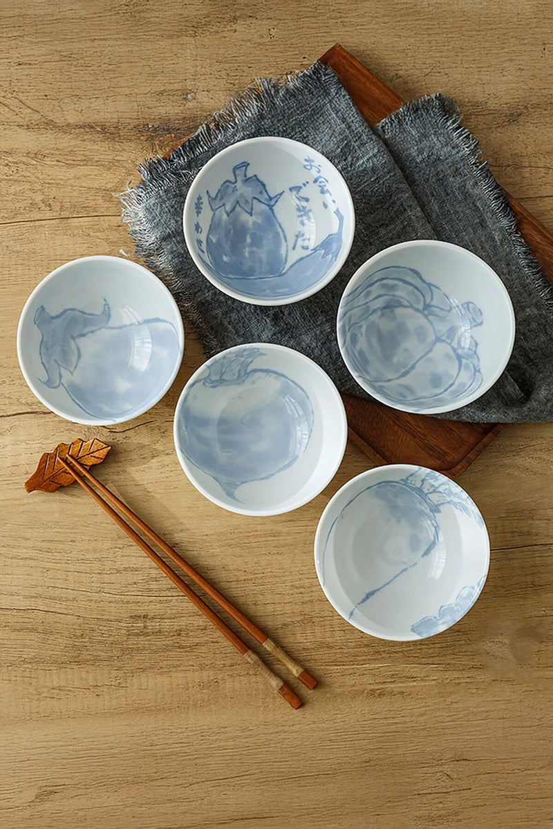 Rice bowl with vegetable design Type D