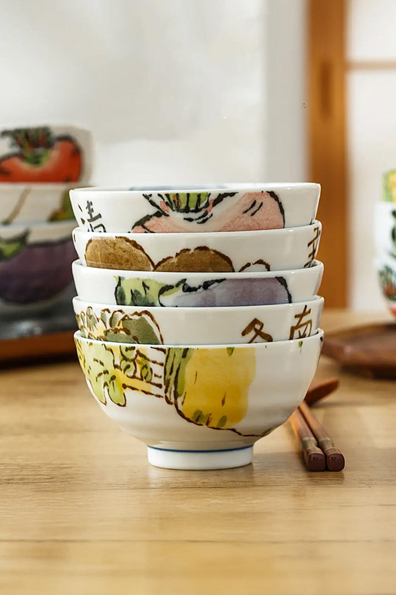 Rice bowl with vegetable design Type E