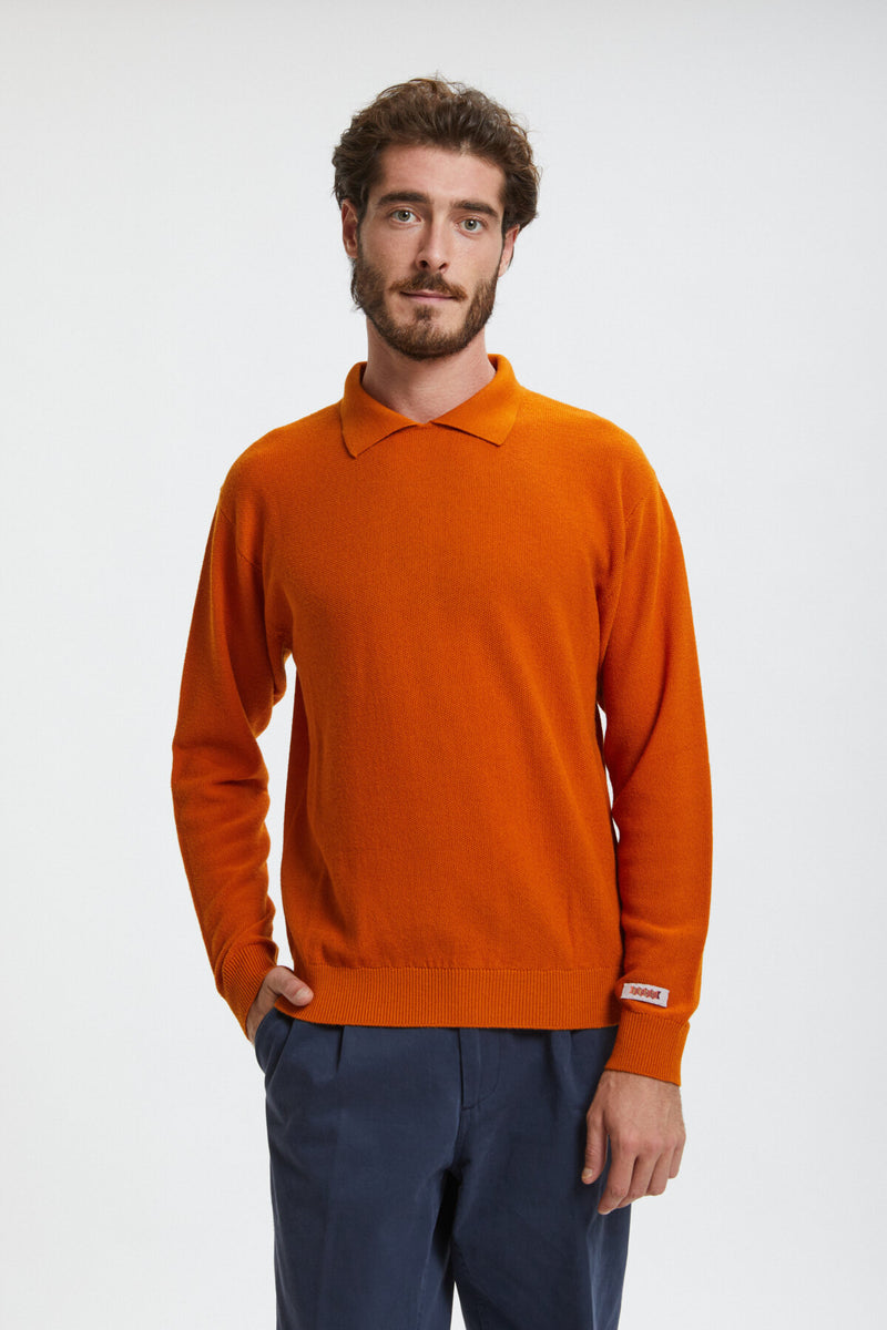 Rice Stitch Long Sleeve Polo