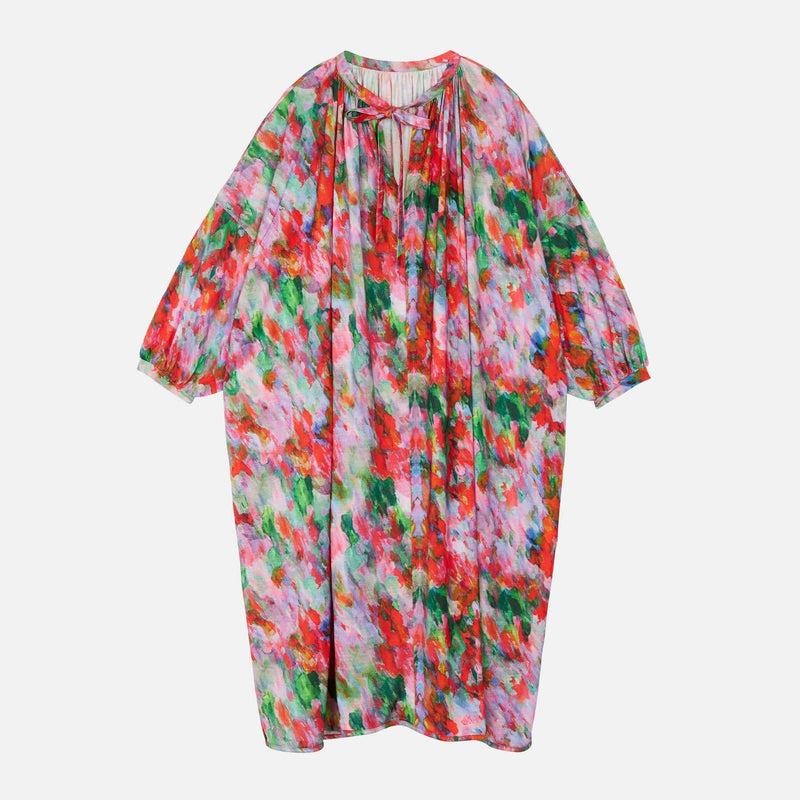 Long-sleeved dress with multicolored print