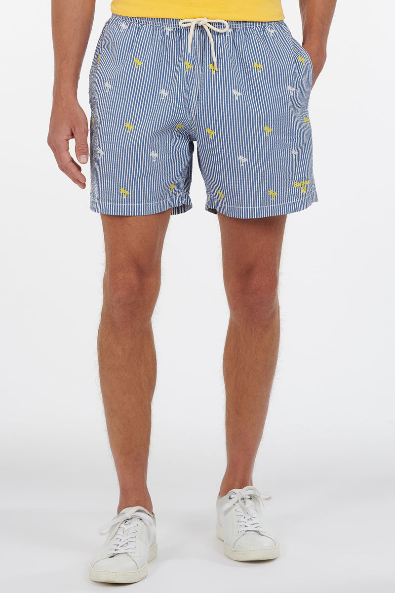 Palm Stripe Swim Short